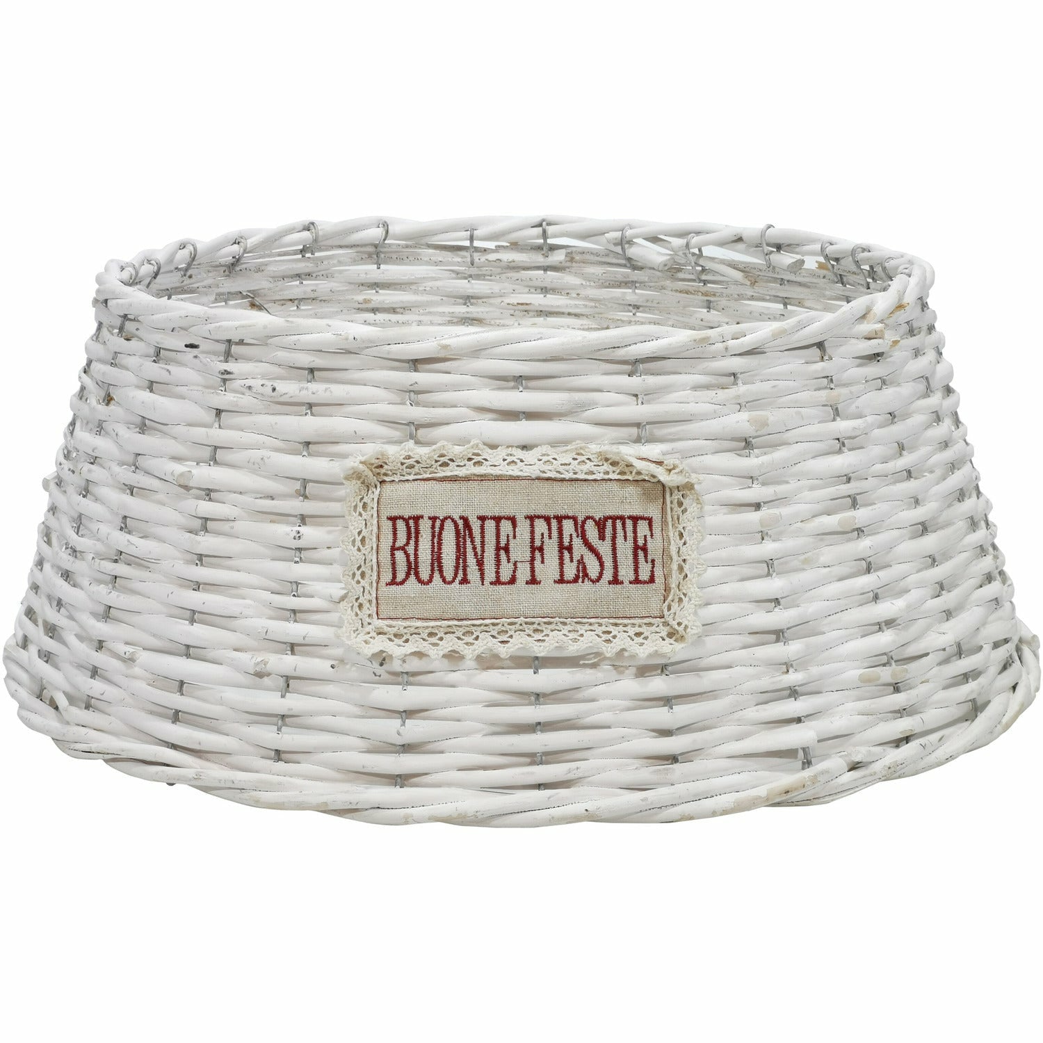 VESTIAMO CASA GRAN NATALE - Copribase albero cesto bianco diametro 35 cm - Decorazione natalizia